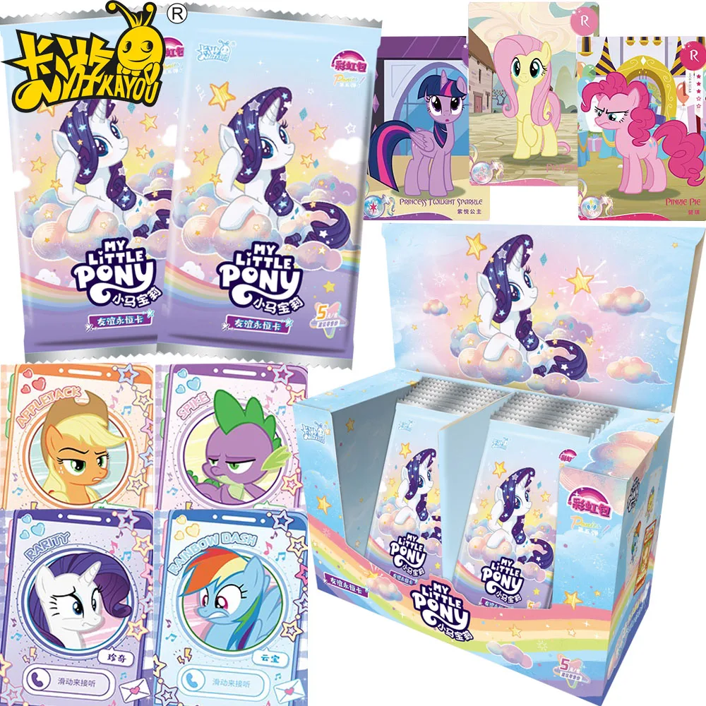 

New Kayou Original My Little Pony Collection Cards for Kids Classic Cartoon Characters Q-version Cute Dress Up Cards Xmas Gifts