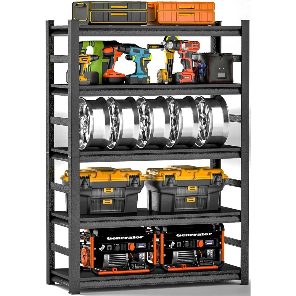 

Metal Garage Shelving Unit,Heavy Duty 5-Tier Adjustable Storage Rack,Steel Shelving, 3000 lbs Capacity, Industrial Shelves