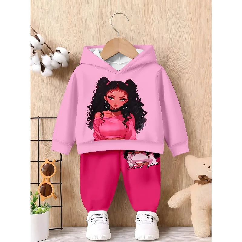 Kids Hoodie Jogger: Pink Good Girl Graphic, Tie-dye Kid Life Print, Rainbow Bubble Tea Anime Pattern Kid Tracksuit
