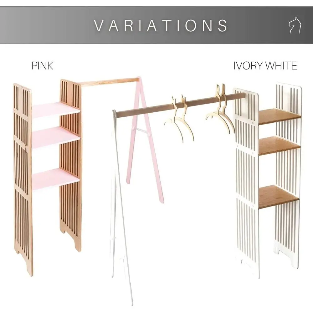 Children's Wooden Clothing Rack for Toddler Wardrobe Storage Solutions