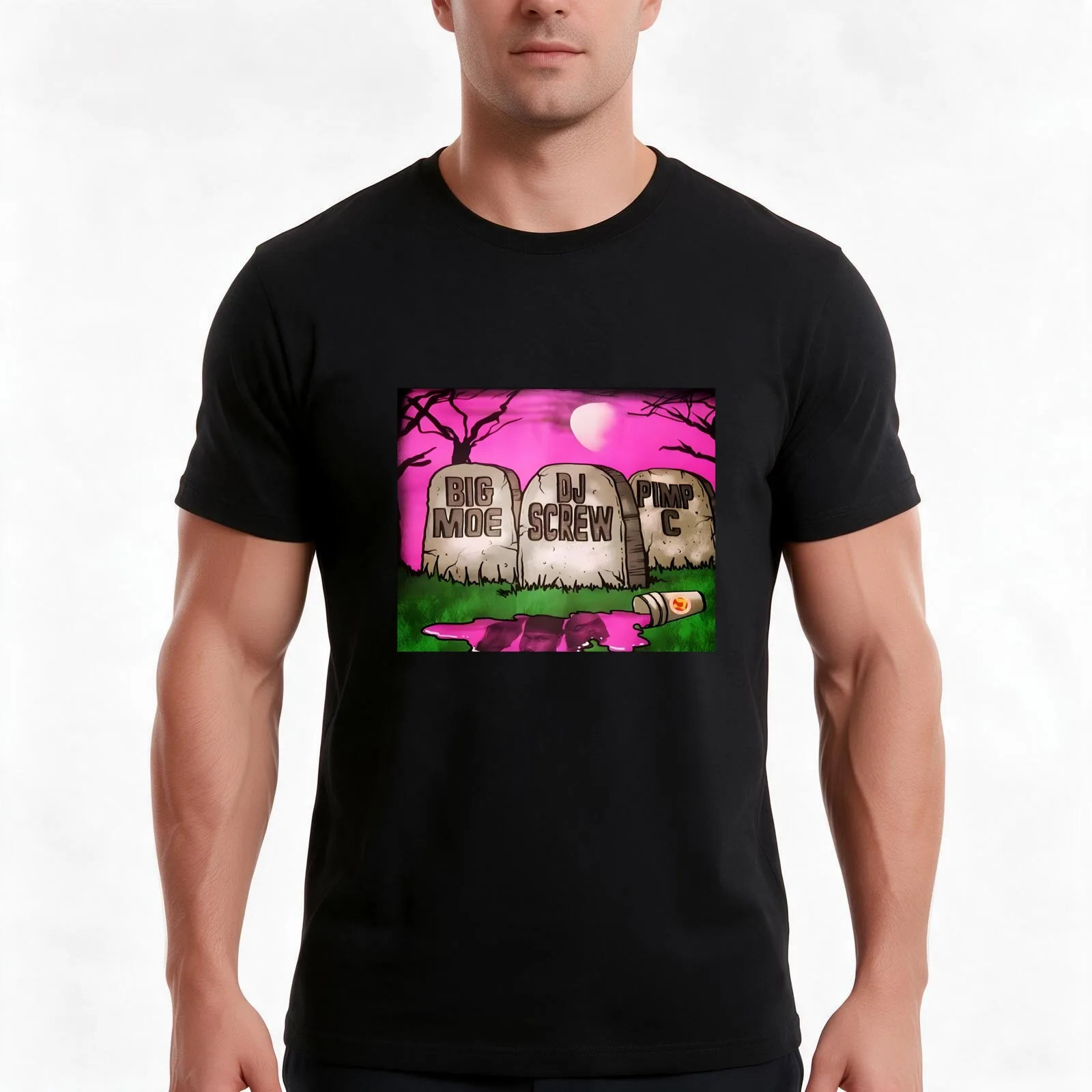 Dj Screw rip T-Shirt, Summer Casual Cotton Tee, Oversized Streetwear Tops, Vintage Graphic Print, Loose Fit Short Sleeve