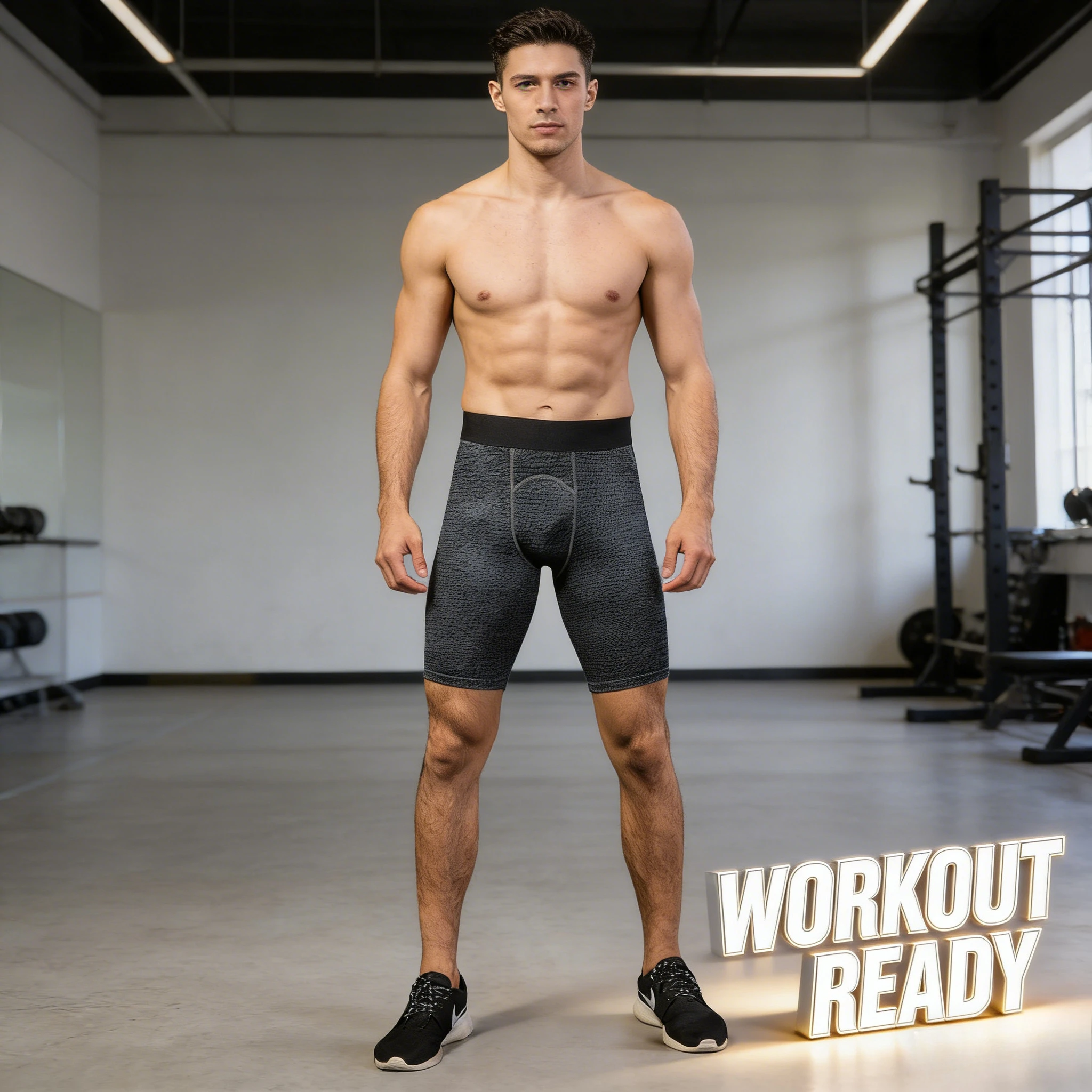 

Мужские тренировочные беговые шорты с 3D-принтом, эластичные, облегающие, быстросохнущие