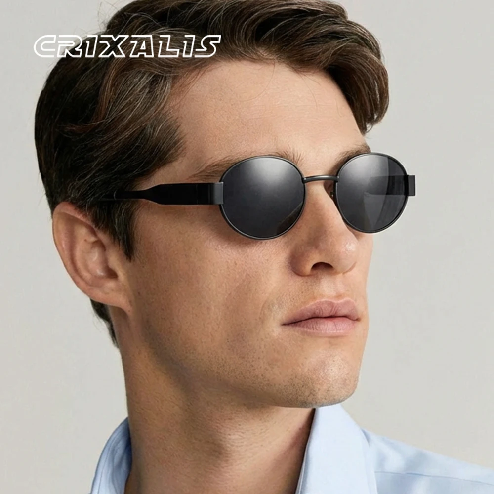 CRIXALIS Ovale Vintage-Mode-Sonnenbrille für Männer und Frauen, Y2K, für formelle Anlässe und den Alltag, Outdoor, Sonnenschein, entspiegelt, UV400