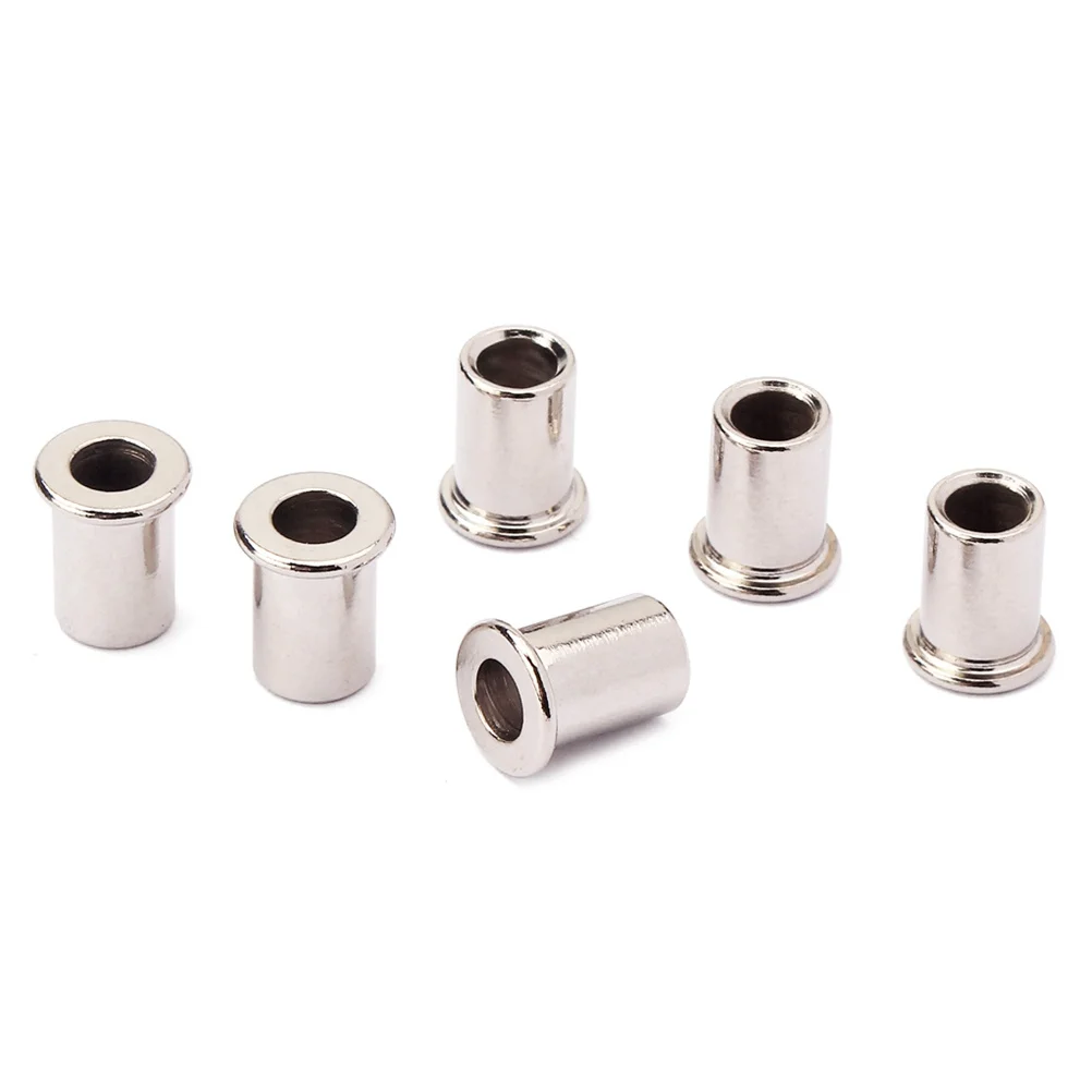 

6Pcs Guitar String Ferrules Chrome for String-Through Body Electric Guitar Repair Replacement Flush Mount Bushings Caps