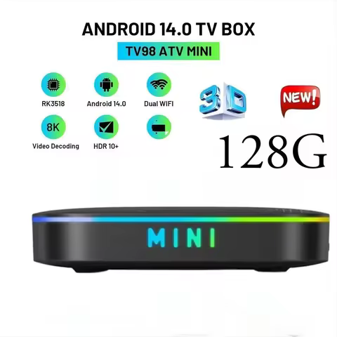 TV Box Android 14 Smart Home Theater 8GB 128GB Rockchip RK3518 BT5.0 HD 4K 8K Voice Assistant Dual WiFi 4G5G iptv
