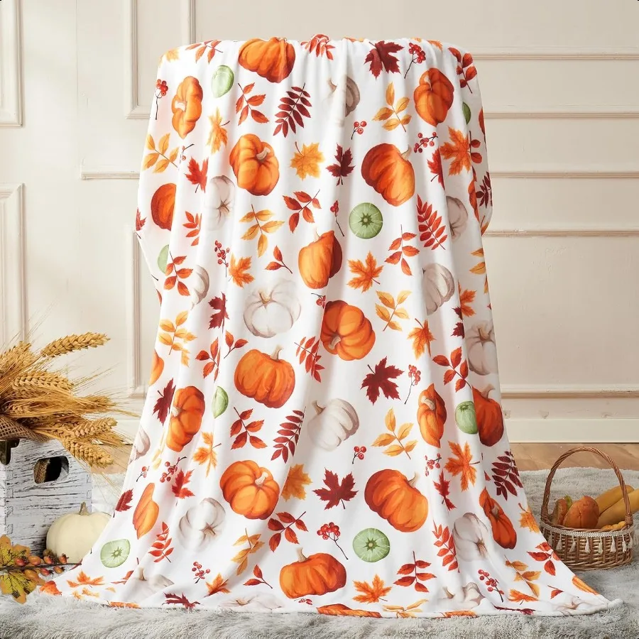 

Fall Blanket Halloween Pumpkin Blanket Thanksgiving Decor Fall Throw Blanket Autumn Pumpkin Flannel Picnic Throw Blanket for Li