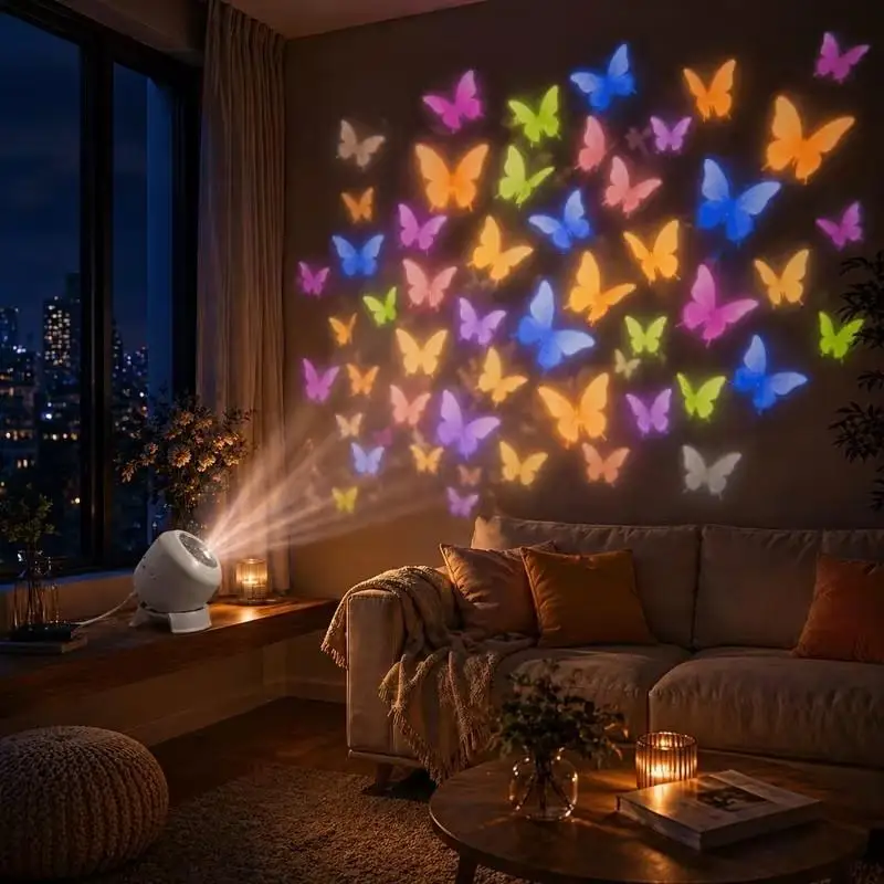 Hot Butterfly LED Projector Light With Vivid Colorful Projection Perfect For Bedroom Living Room Party Home Decoration