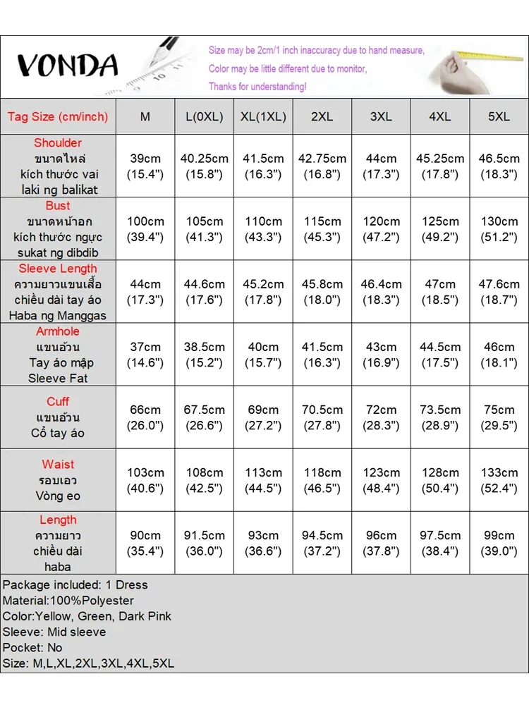 Plus Size 5XL VONDA Abito bohemien da donna 2025 Abito corto stampato vintage Manica svasata Vestito estivo da festa Casual Vestido Robe Femme