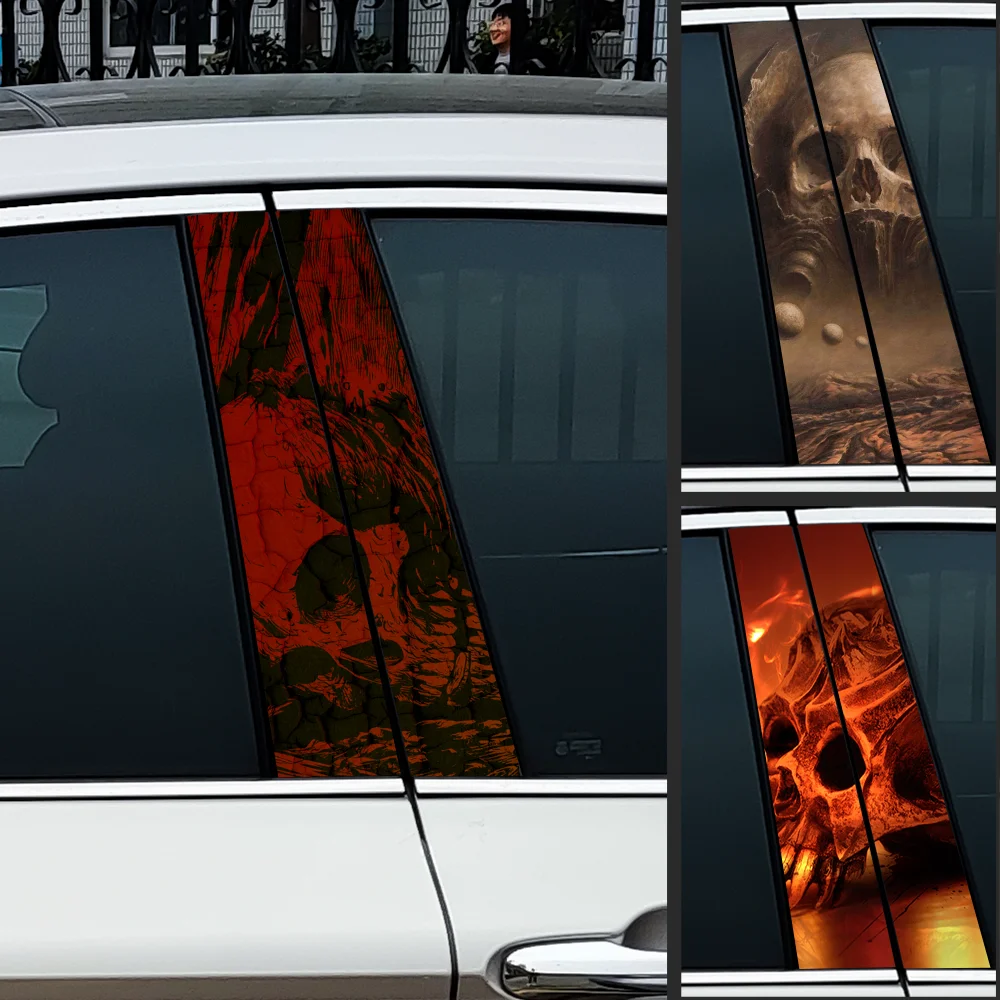 

Terrible Skull Car Stickers Auto B Pillar Waterproof Funny Decoration Cover Scratches Sunscreen Car Doors Pillar Vinyl Decals