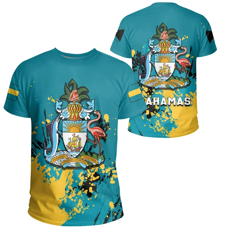 

Модная футболка с флагом Багамских для мужчин, футболка с 3D принтом, топы, летние уличные футболки с короткими рукавами, повседневные свободные спортивные футболки для спортзала