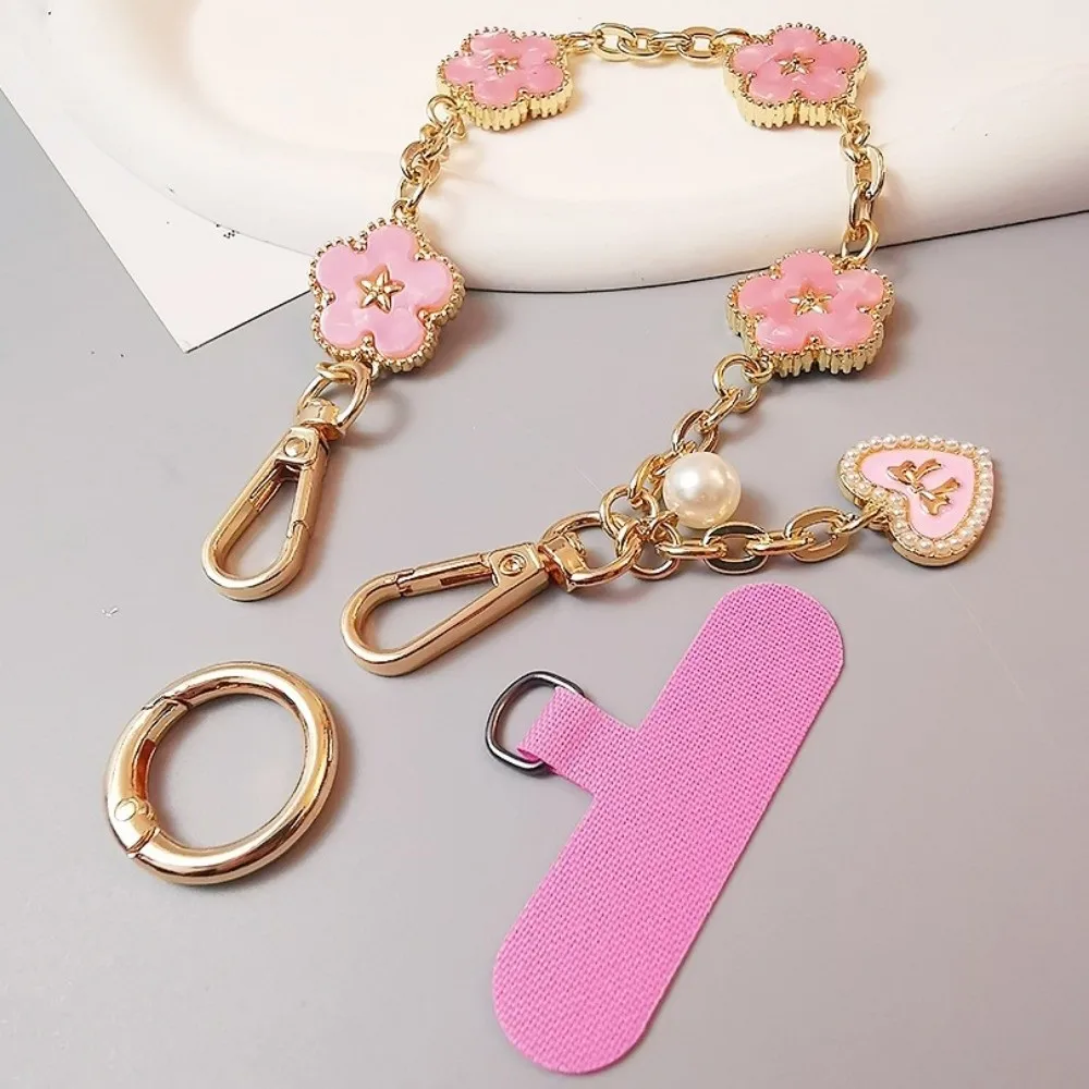 

Цветочный ремешок для телефона, металлическая цепочка, защита от потери, короткий шнурок для мобильного телефона, подвеска для телефона