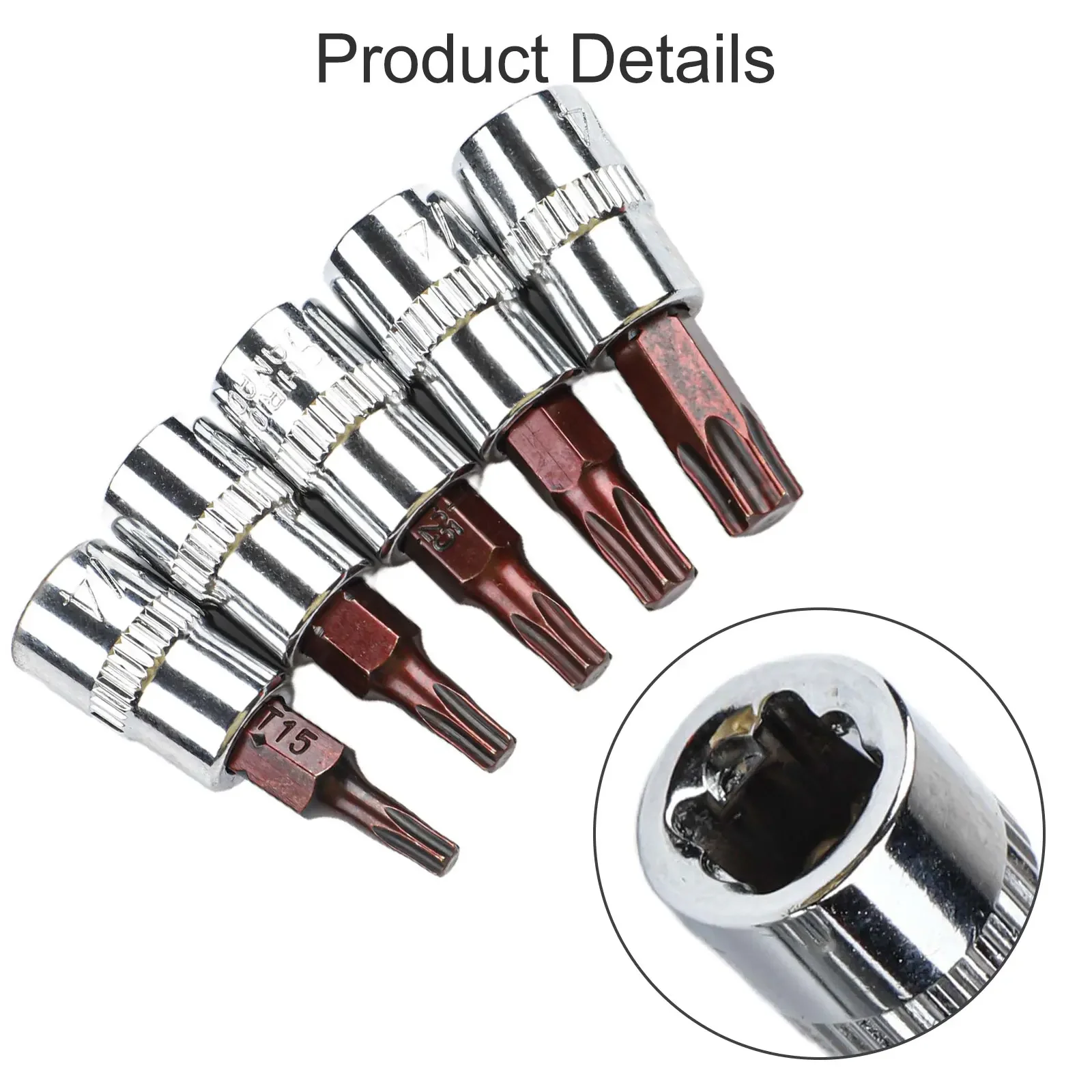 5 For Torx Screwdriver Bits For T15 For T20 For T25 For T30 T40 1/4 Inch Drive Socket Head Tool Alloy Steel Construction - view 3