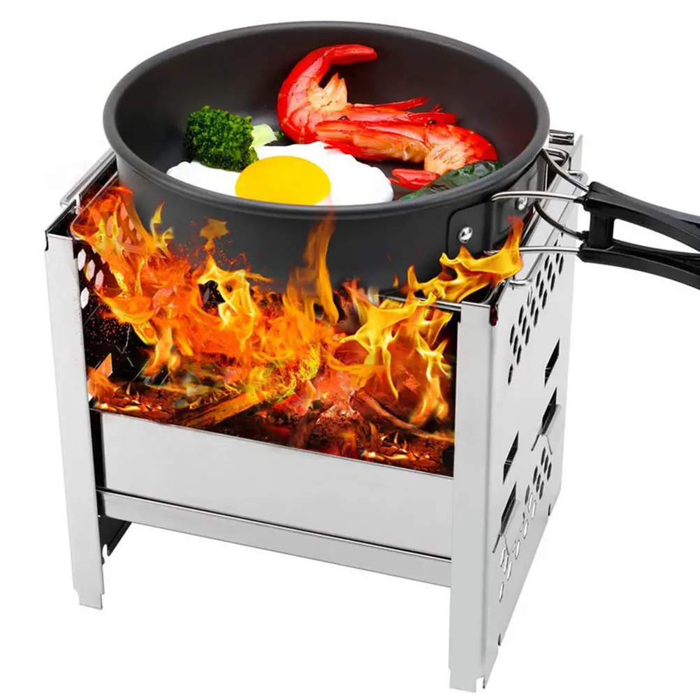 

1Pcs Bbq Stove Outdoor Barbecue Grill Stainless Steel Portable Folding Detachable Camping Stove Windshield Charcoal Grill Rack