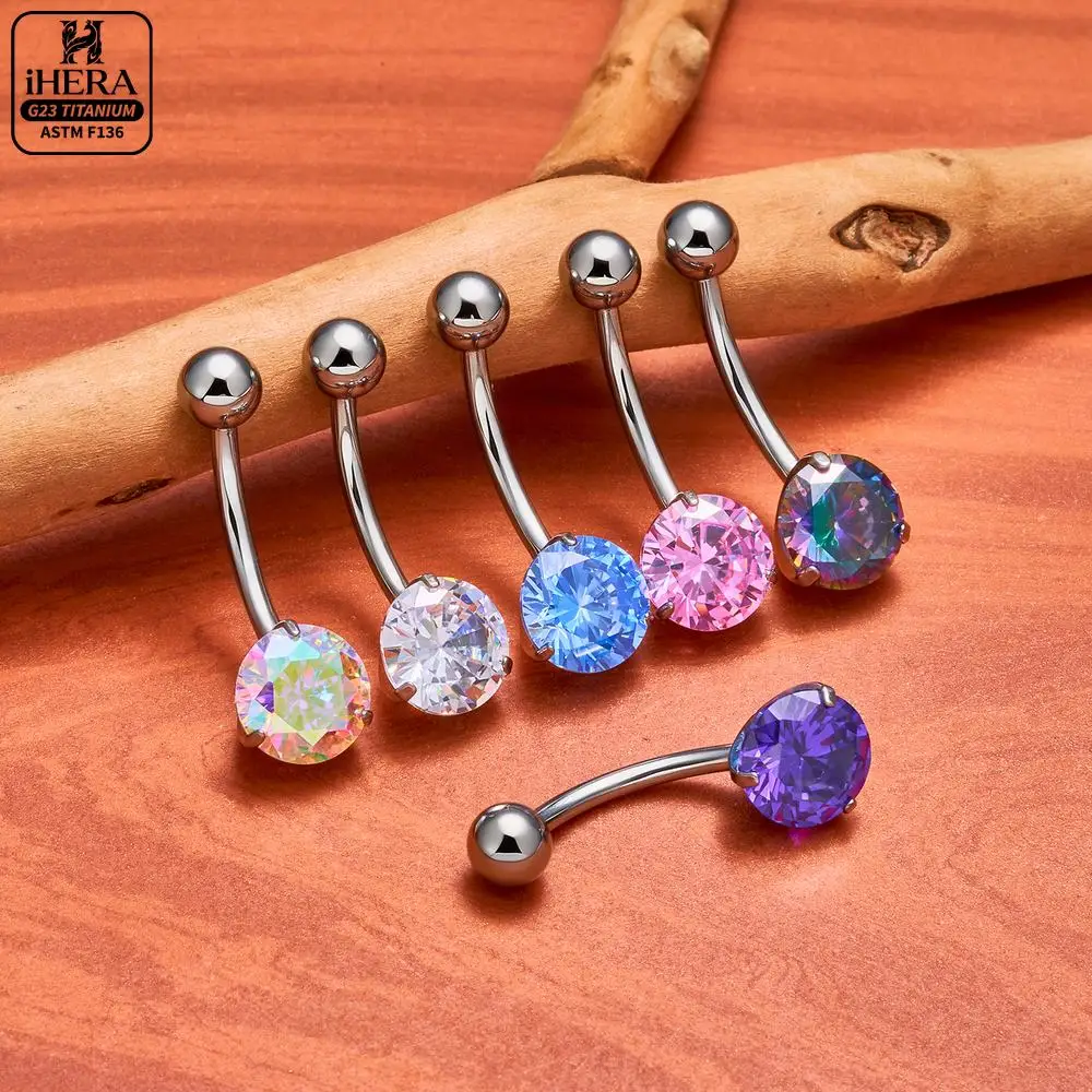 G23 Titanium 0.9mm Internally Threaded Belly Rings Mix Match Labret Lip Studs Curved Barbell Crystal Navel Piercing Body Jewelry