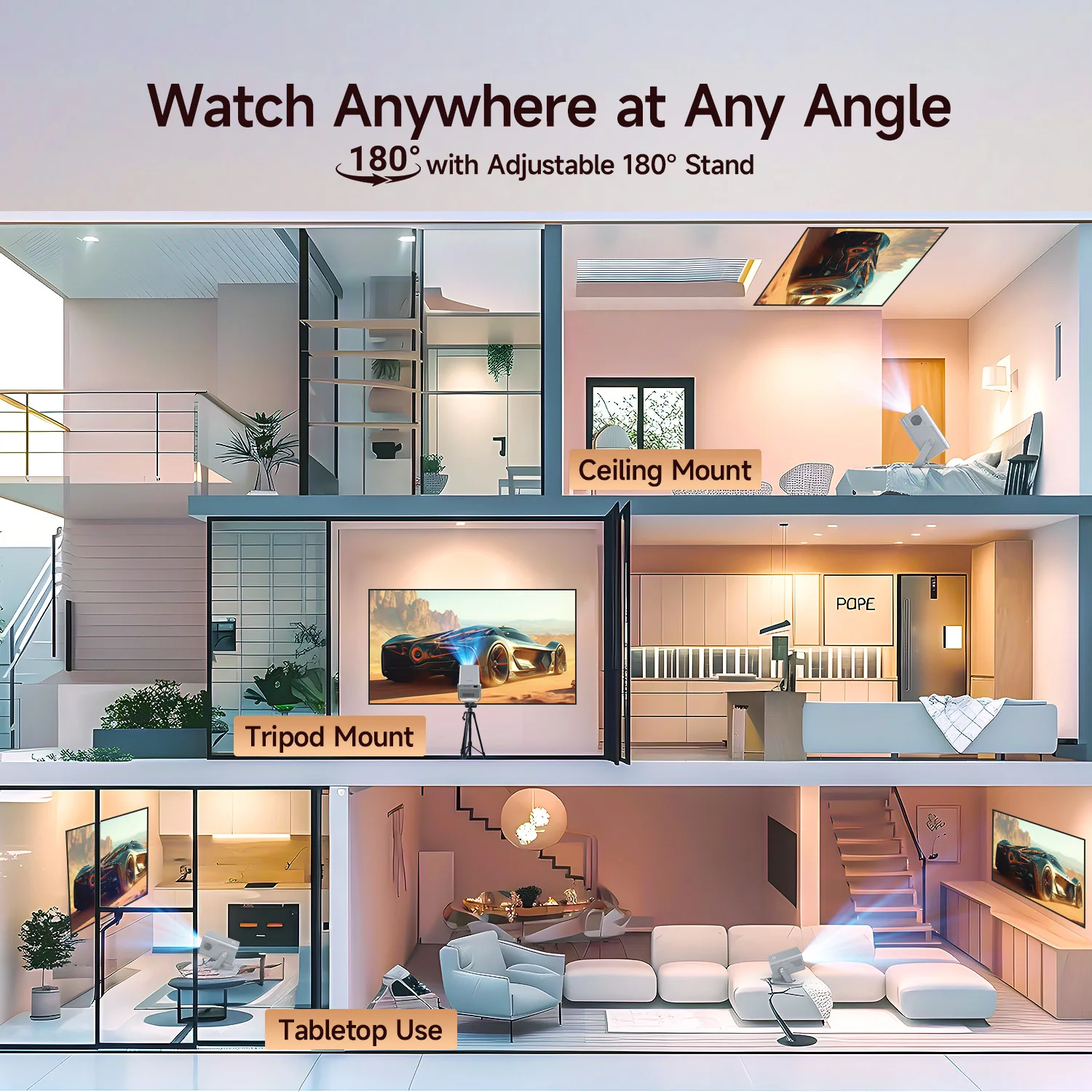 Magcubic X7 1000 ANSI 8K Smart-Projektor, 1080P mit integrierten Apps, Autofokus Heim- und Outdoor-Beamer mit Android 14 OS – Detail 9