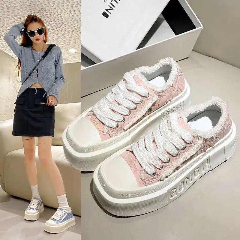 

Low Lace-up Tennis Offer Casual Khaki Women's Sneakers Shoes Women Spring Sports Sporty Pie Luxary Minimalist