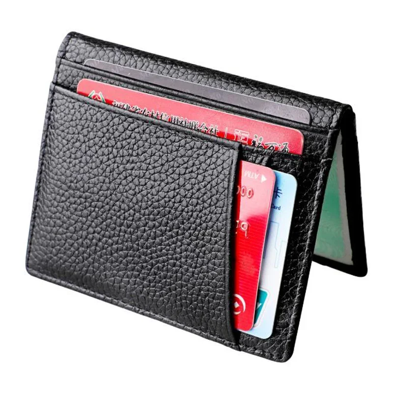 New Genuine Cow Leather Credit Card Holder Men Mini Wallet High Quality Casual Slim Purse Man Small Driver's License Bag