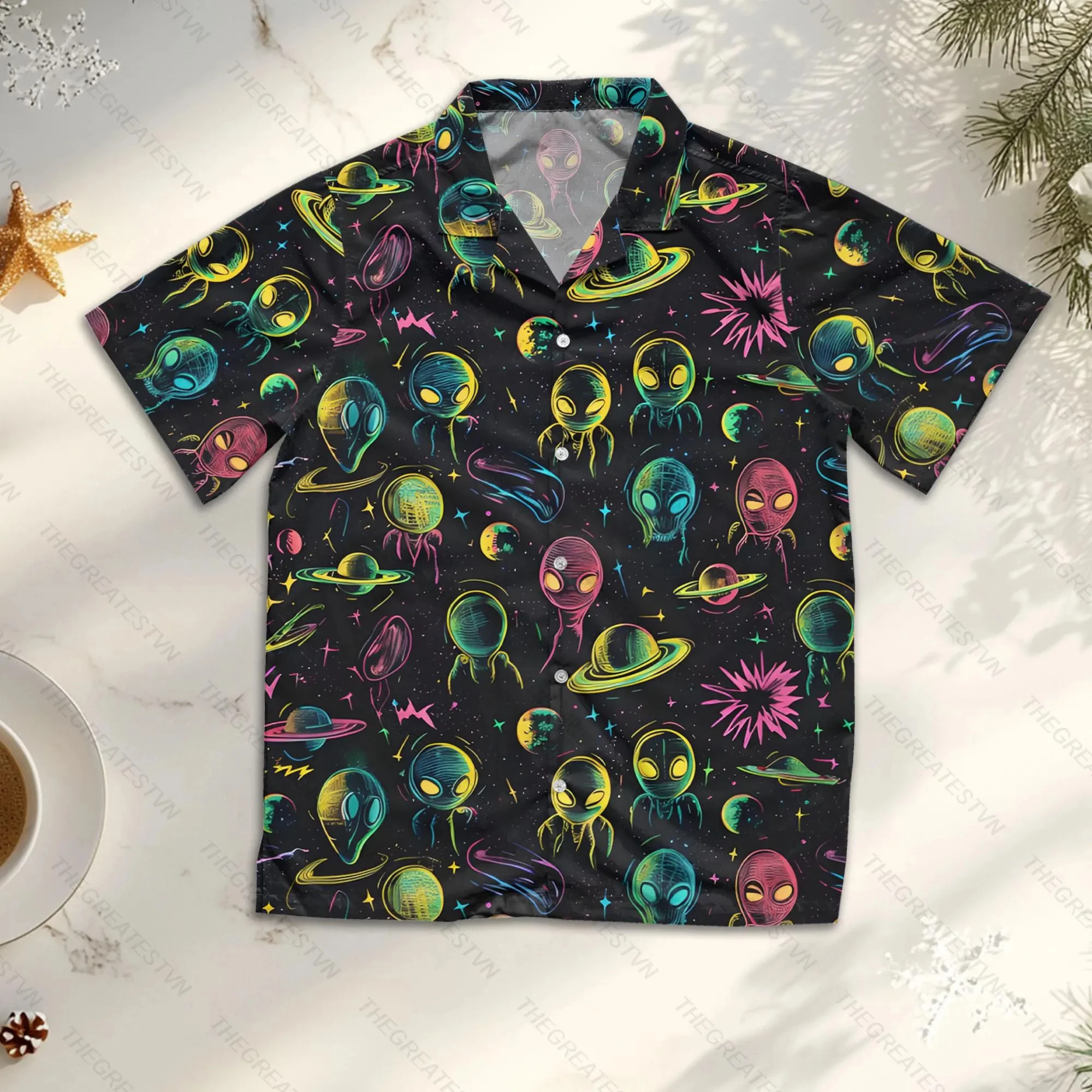 Men's Fashion Printed Short Sleeved Shirt Hawaiian Summer Shirts Men Beach Harajuku Vacation Art Printing Casual Blouse Unisex