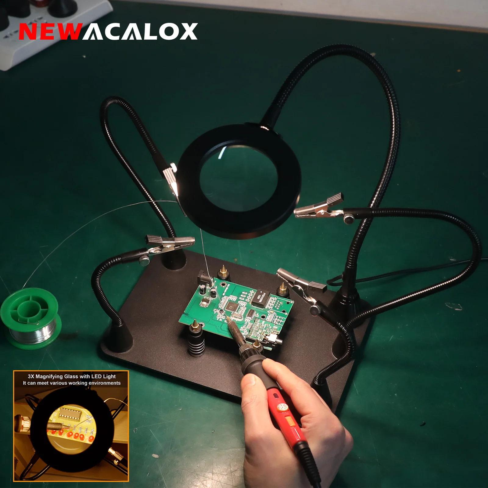 

NEWACALOX Magnet Welding Holder The Third Hand Helping Hands Soldering Station for Electronic Repair Soldering Fixture