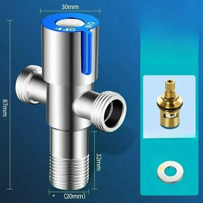 For Toilet Basin Water Heater G1/2 Stainless Steel Angle Valve Thread Triangle Valve Hot and Cold Water Valve Bathroom Connector