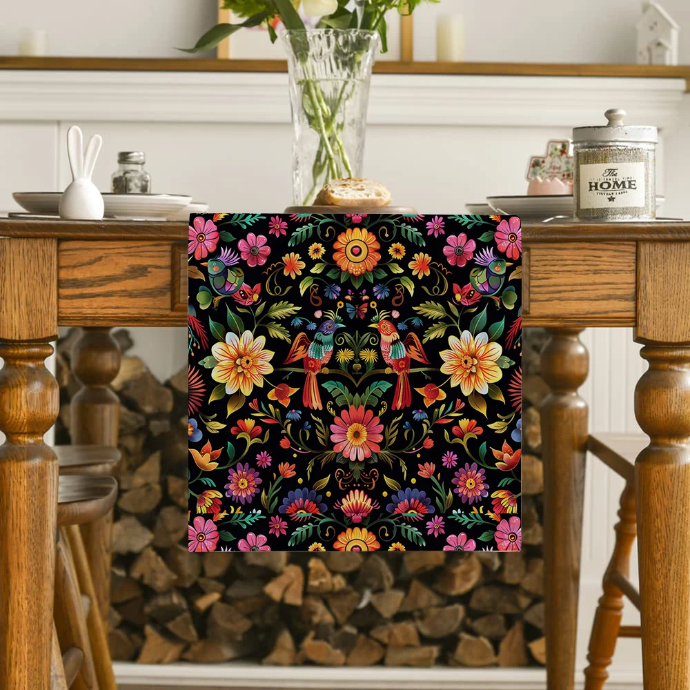 Skull Horror Flower Snake Table Runner Polyester Table Runners for Dining Room Cottagecore Polyester Table