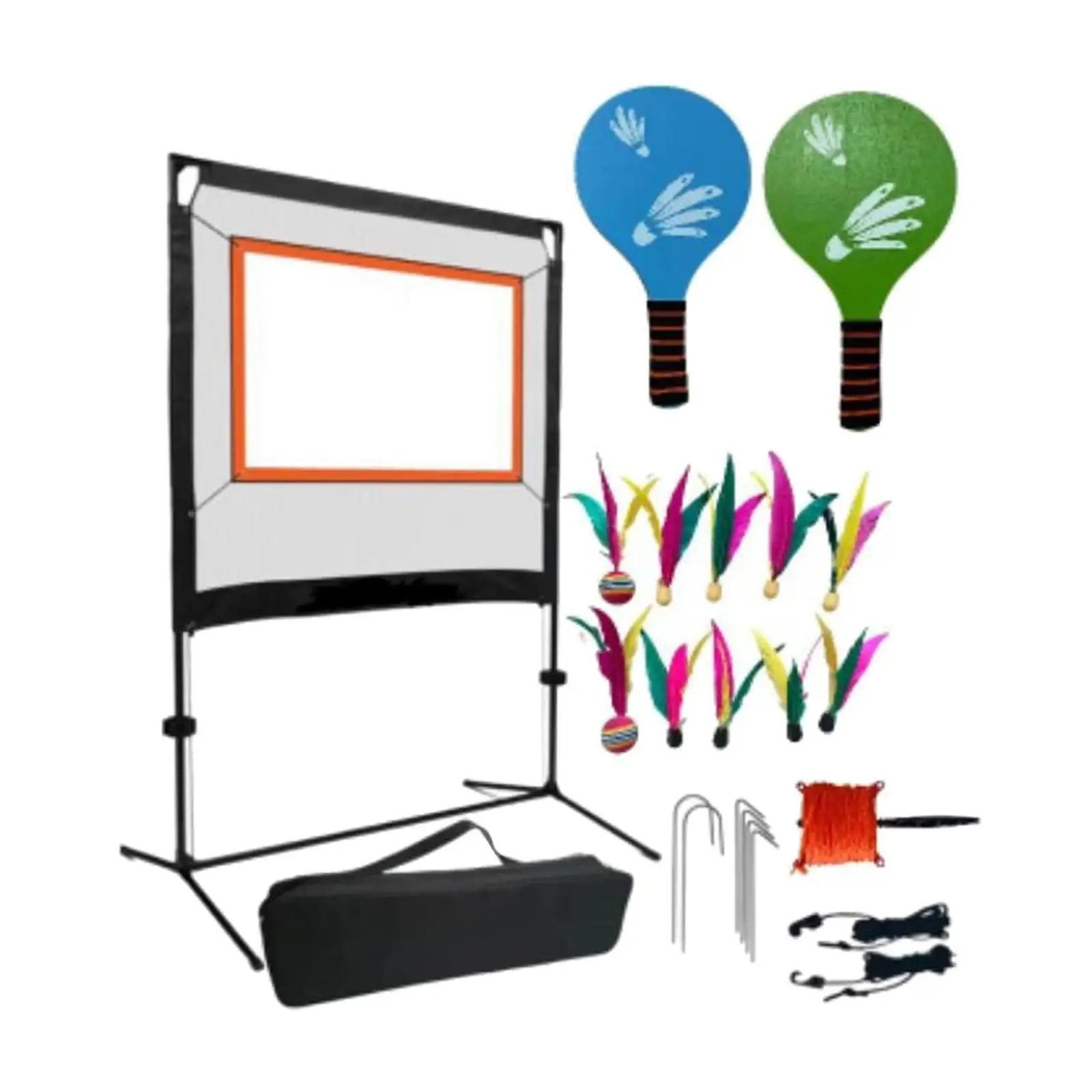 Badminton Net Set Sports Net with Carry Bag with Stand with Shuttlecocks with Rackets for Games Beach Indoor Practice