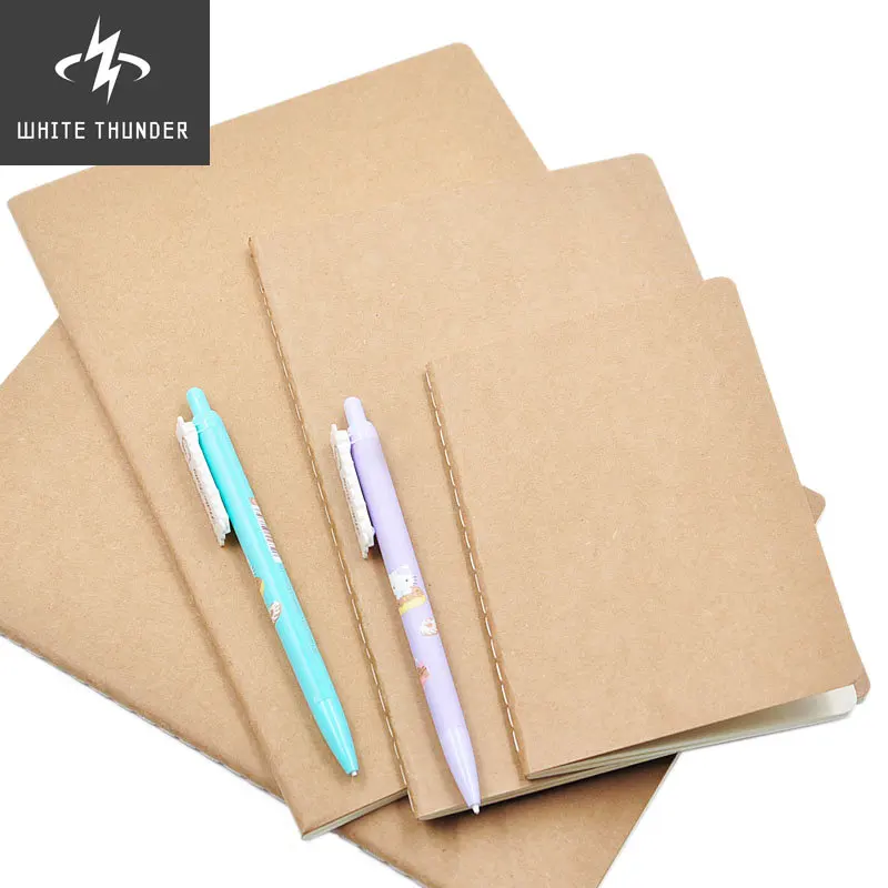 1Pcs Cowhide Paper Notebook Blank Notepad Book Vintage Soft Copybook Daily Memos Kraft Cover Journal Notebook