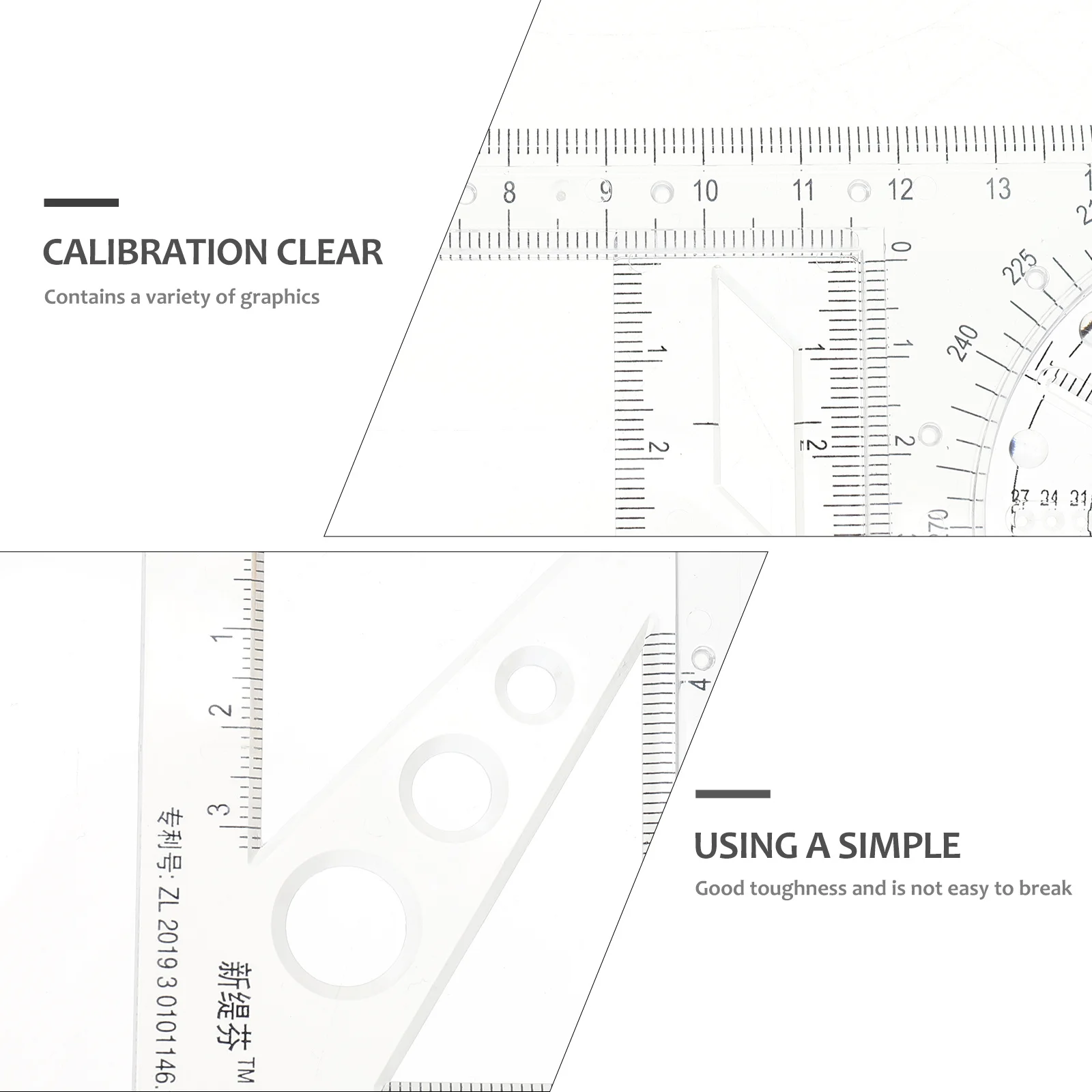 Drawing Template Rulers Geometric Ruler for Art Design Drafting and Engineering Use Students Stationery Geometric Drawing Rulers