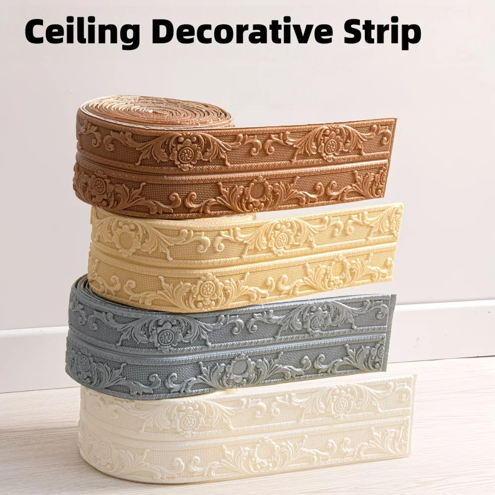 1Roll Ceiling Decorative Strip, Wall Sticker, Stain-resistant, Self-adhesive, Corner Line, Floor Joint, Ceiling Skirting