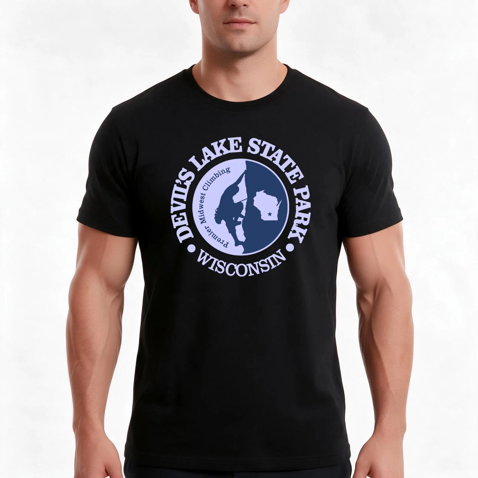Devil_s Lake Climbing. (CLB) T-Shirt, Summer Casual Cotton Tee, Oversized Streetwear Tops, Vintage Graphic Print, 100% Cotton