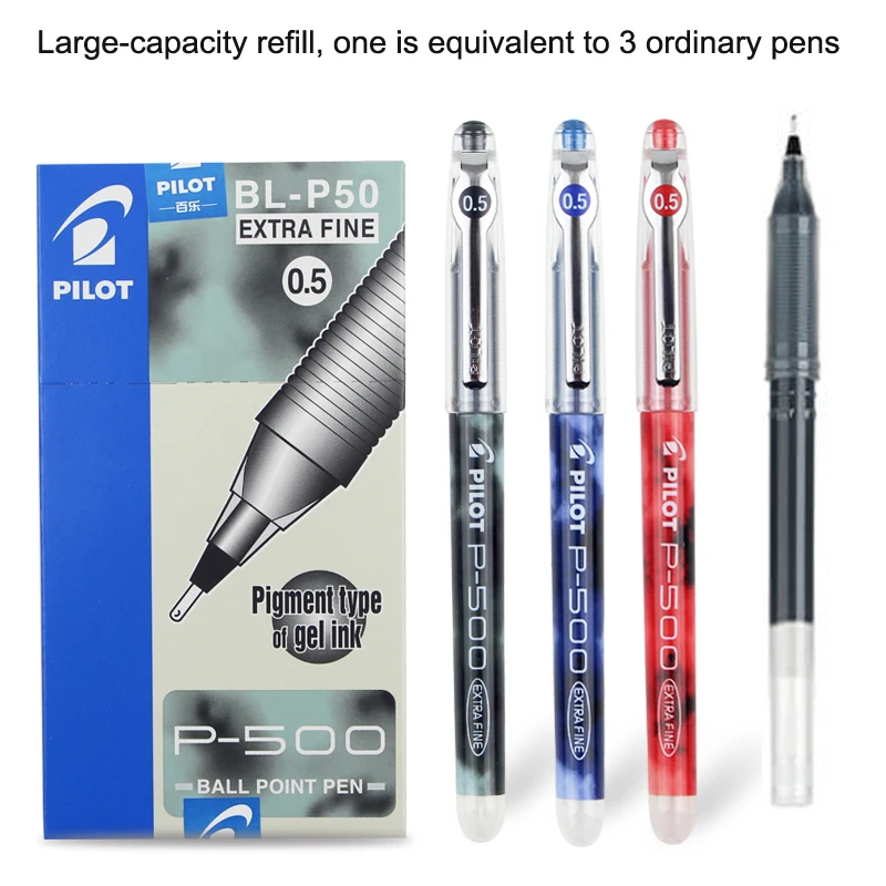 12pcs/box Japan Pilot BL-P500 Gel Pen 0.5mm Smooth Ink Writing Sign Pens Blue Black Red School Supplies Office Accessories