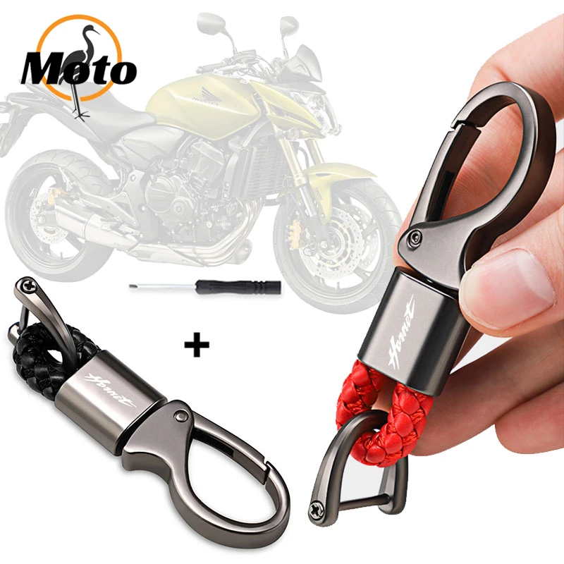 For HONDA Hornet CB600F CB600 CB919 Goldwing gl1800 Hornet 600 Motorcycle Keyring Metal Key Ring Braided rope Keychain