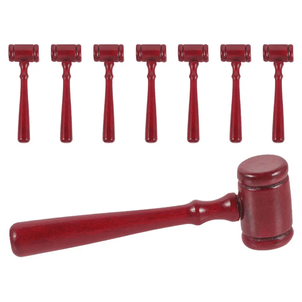 8Pcs Authentic Wooden Judge Gavel Set Small Size for Judges Gavel Prop Halloween Costume School Play Auction Meeting Party