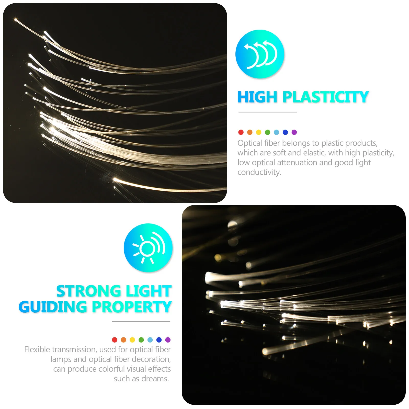 100 Meters Optical Fiber Pmma Plastic Glow Cable Flexible Decorative Fiber Optic Light for Star Sky Ceiling Illumination Indoor