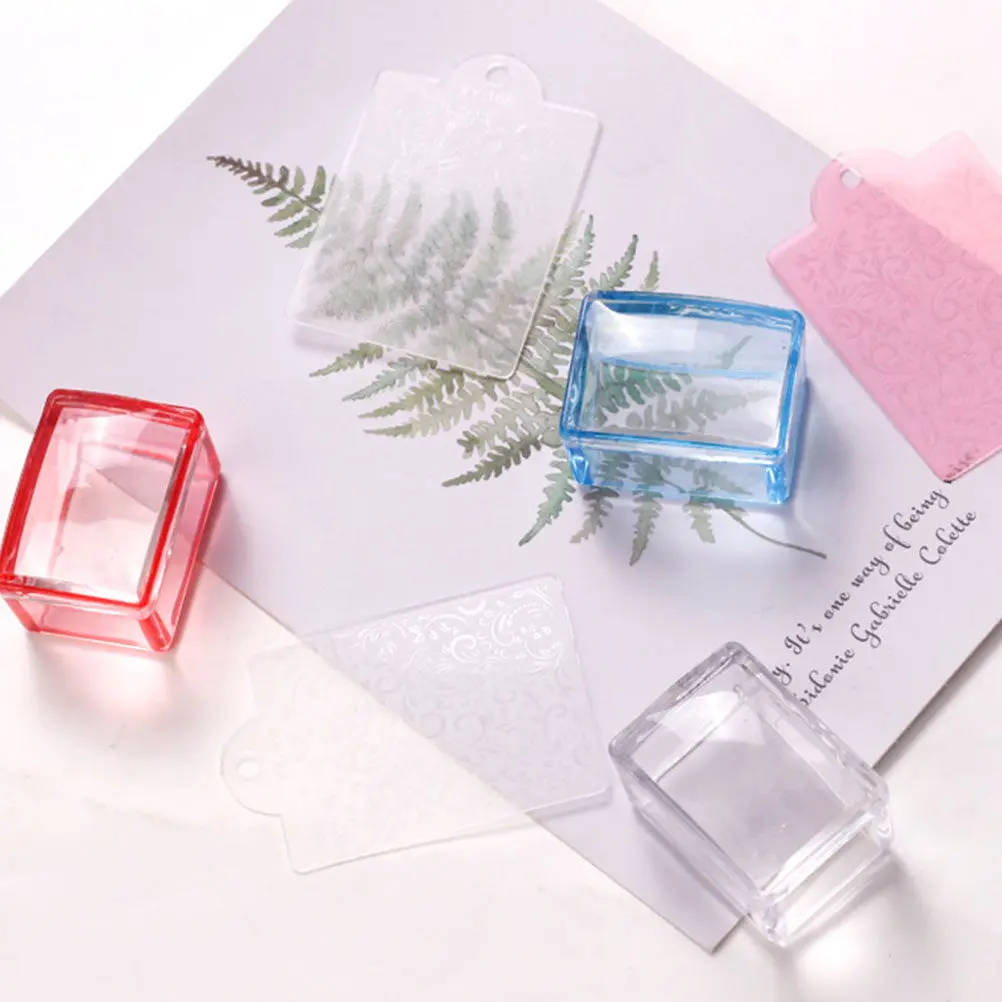 

3Pcs Nail Stamping Templates Transparent Seals DIY Manicure Tools for Salon Nail Art Design Manicure Stamping Tools