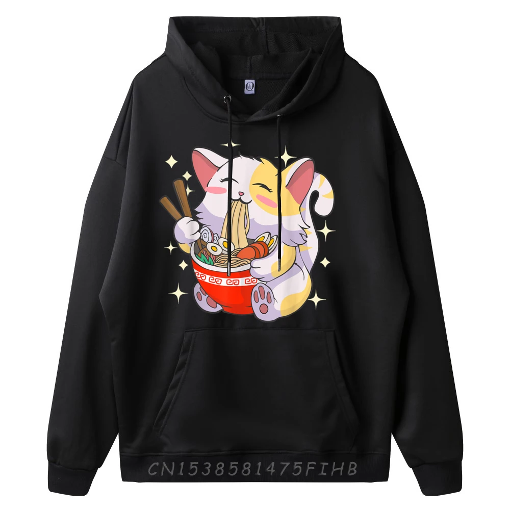 Ramen Cat Eating Noodles Japanese Food Tee Men's Sweatshirts Short Sleeve Tee Christmas Sweater