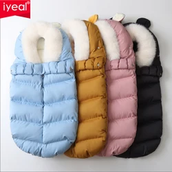 Winter 0-12Months Baby Footmuff For Outside Travel Thick Warm Envelope Cocoon Removable Fur Collar Baby Carriage Bag In Stroller