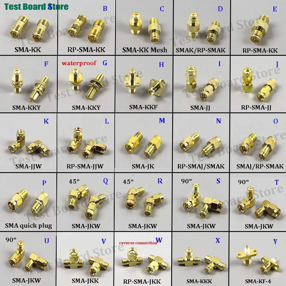 

2Pcs SMA to SMA Adapter SMA Male Female to Male Female RP SMA Straight 3 Way Right Angle 90 45 Degree SMA Adapter RF