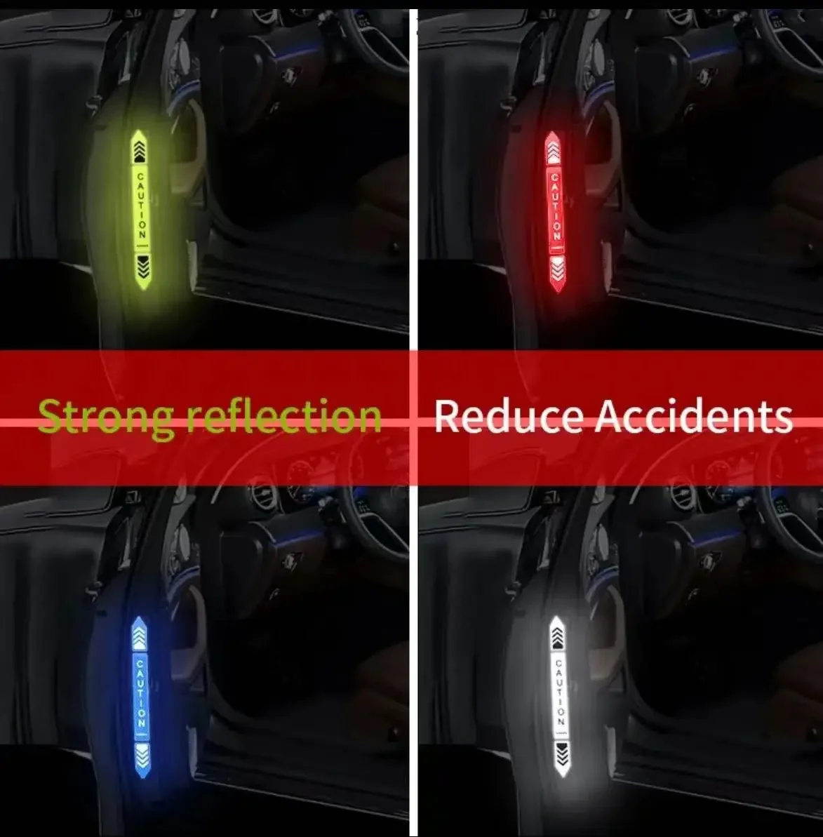 4pcs New Car Safety Warning Reflective Stickers High Brightness Reflector Car Door Opening Safety Warn Mark Sticker Decals hot