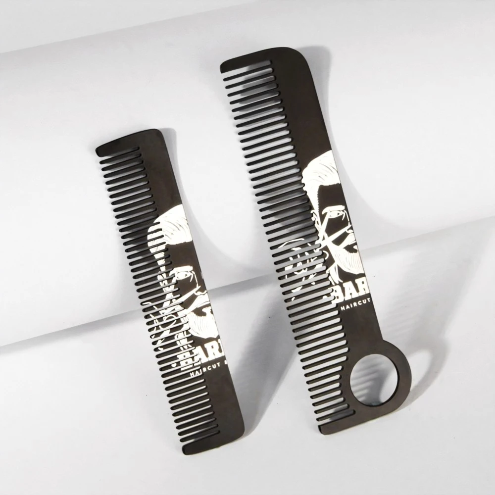 

Muslim Portable Steel Pocket Comb Stylized Metallic Compact Hair & Beard Comb Wallet Mini Hair Styling Tool For Man Cool Black