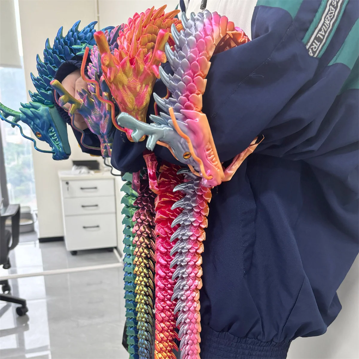 Extra Large 88cm 3D Printed Dragon Model Joint Movable Desktop Figurer Lucky Festive Home Office Ornament Feng Shui Decor Dragon