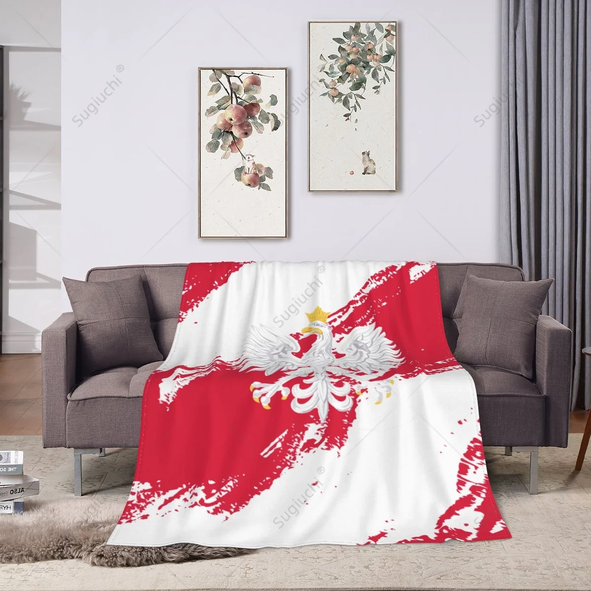 Blanket Poland Flag Color Flannel Multifunction Camping Sofa Cover Keep Warm image 3