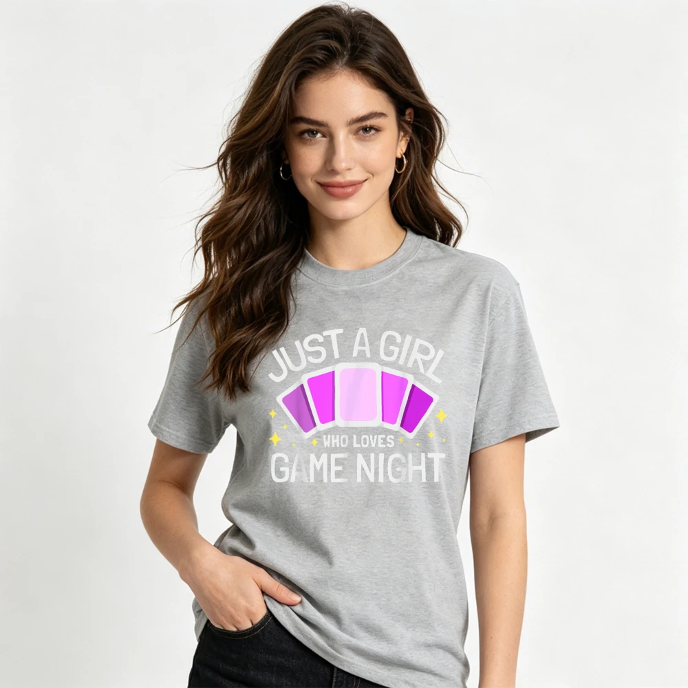 Game Night Women Graphic T Shirt Just A Girl Who Loves Card Game Print Short Sleeve Casual Board Game Lover Gift Top - view 6