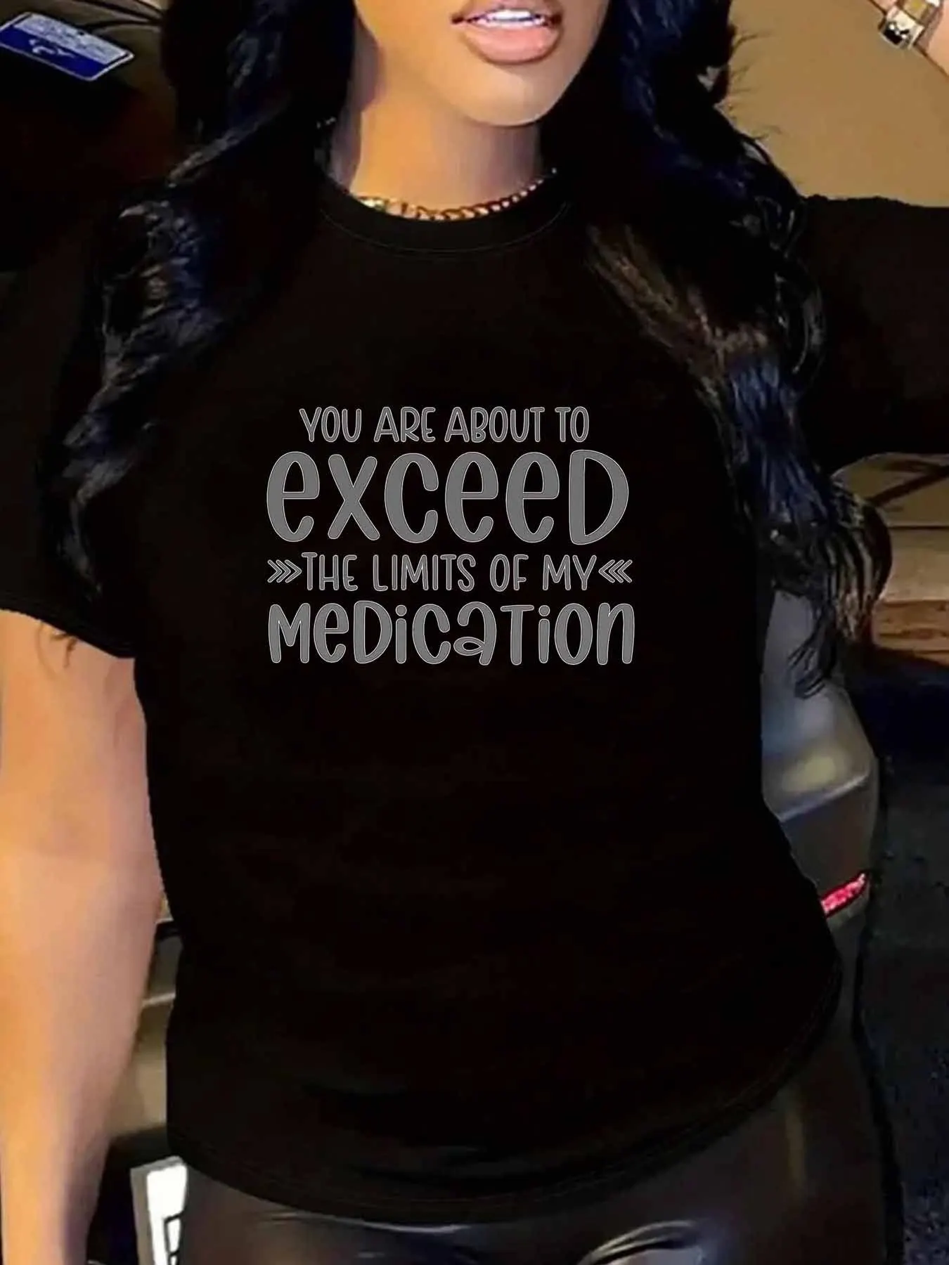 

【WY102083】Exceed character Plus size women's round neck short sleeve T-shirt with elastic half sleeves and trendy prints