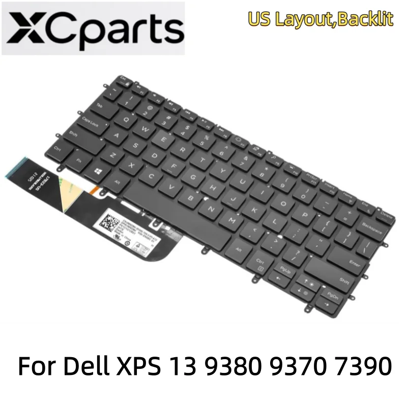 Black Color New US Laptop Keyboard Backlit for Dell XPS 13 9380 9370 7390 Notebook English