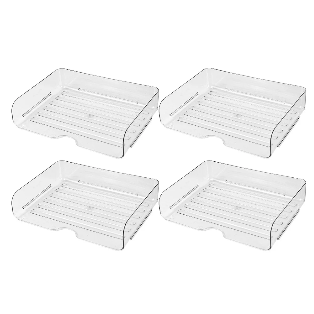 

4pcs Desktop Storage Box Stackable Paper File Organizer For Desk Office Shelf Letter Tray Stationery File Rack Trays Organizers