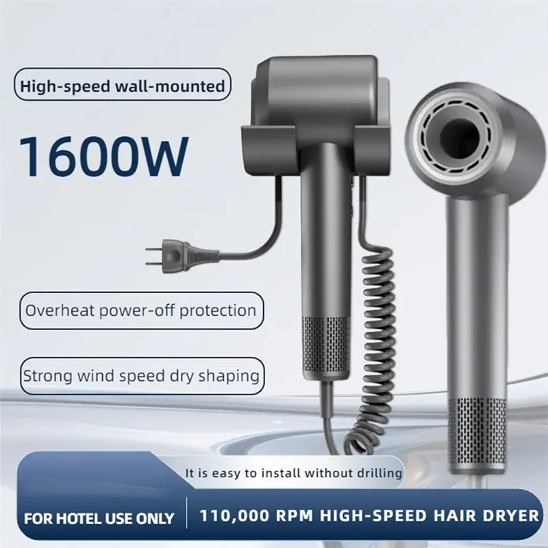 [NEWA66Z!】 High-Speed Home Hair Dryer Negative Ions Salon-Grade Blowouts Quick Dry No Leaf Wall Mounted Hair Dryer EU Plug