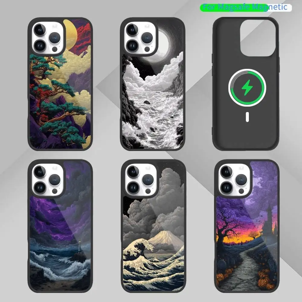 

Fantasy illustration w-wave art Phone Case For iPhone17,16,15,14,13,12,11 Plus,Pro Max Magnetic For Magsafe Wireless Charging