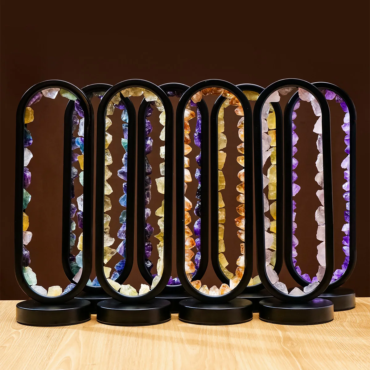 1pc Natural Amethyst Oval LED Lamp, Soft Warm Night Light for Bedroom, Meditation & Home Decor