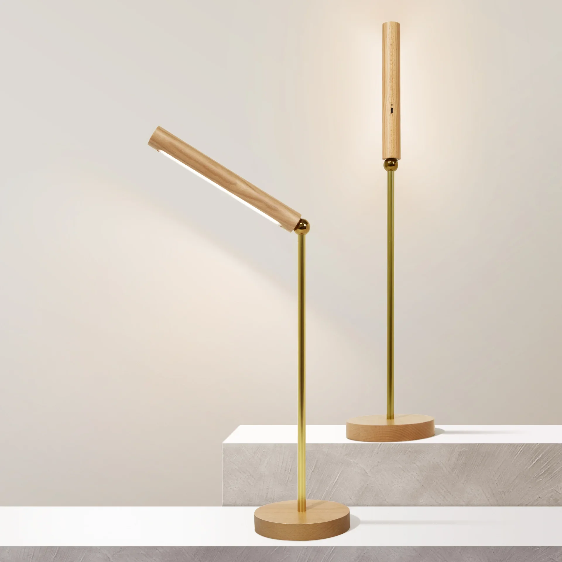 Wooden Charging LED Table Light Charging Touch Dimming Magnetic Suction Separation 360° Angle Adjustable Desk Lamp for Bedroom